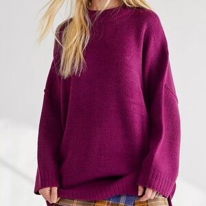 Free People Plum Tunic Crew Neck Oversized Sweater Small